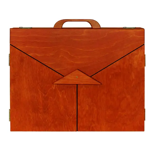 Butaï en bois teinté verni, volets découpe triangle Butaï en bois teinté verni, volets découpe triangle – Image 4