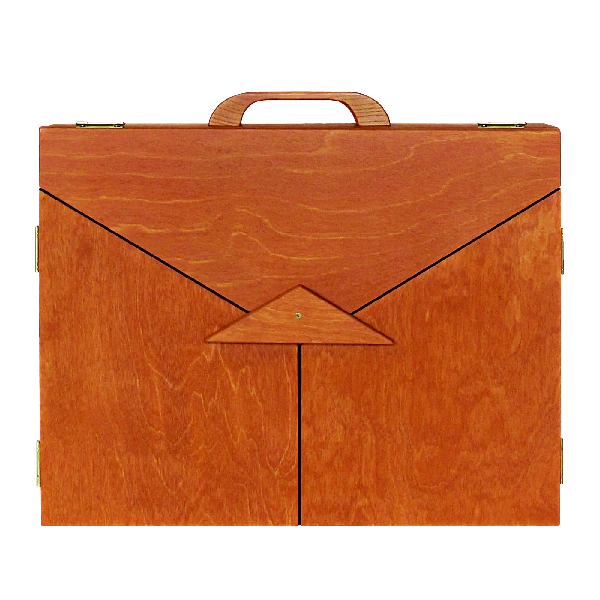 Butaï en bois teinté verni, volets découpe triangle Butaï en bois teinté verni, volets découpe triangle – Image 5